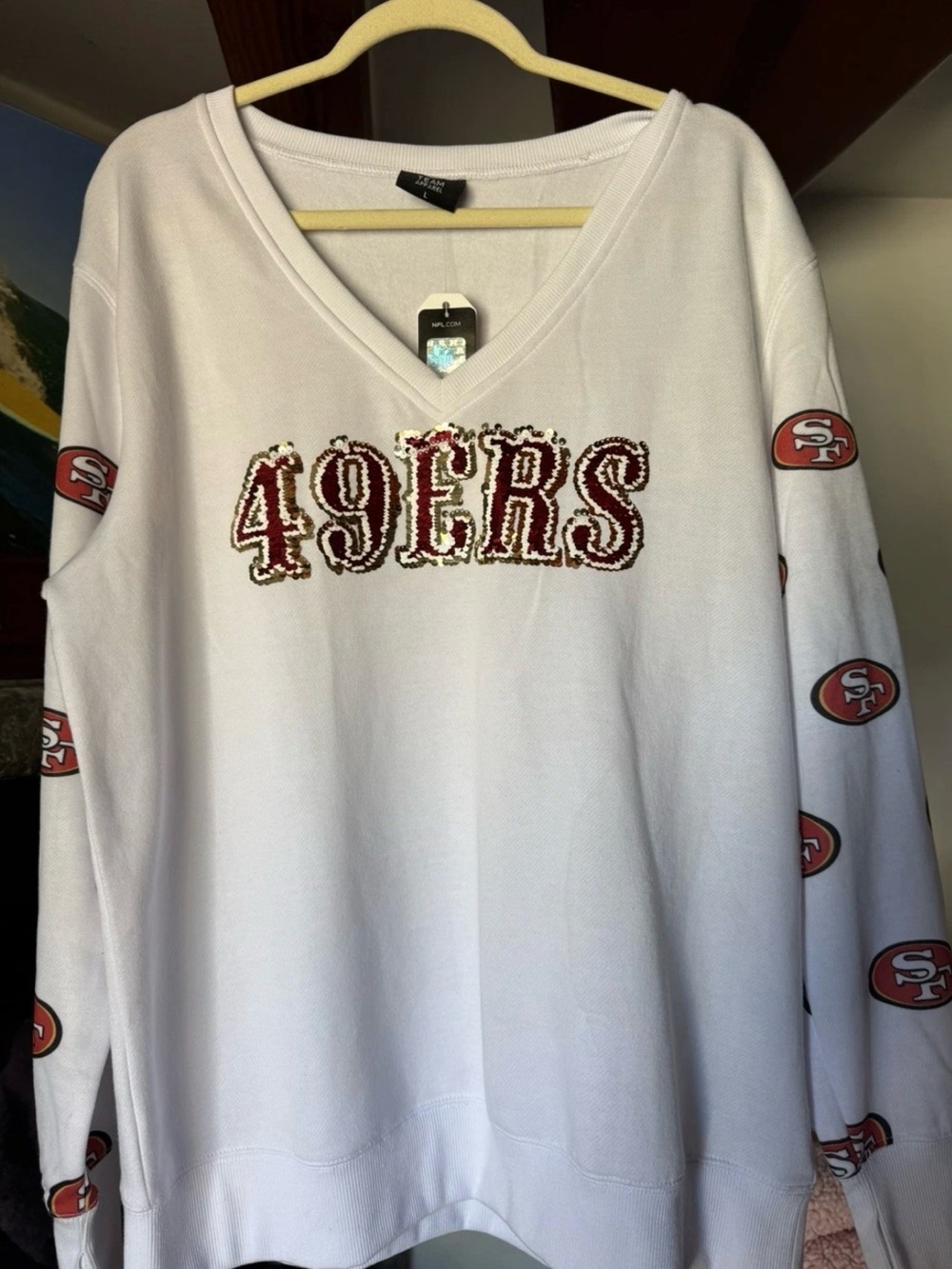 NFL San Francisco 49ers sequence Gameday Couture Crewneck Sweatshirt Size L